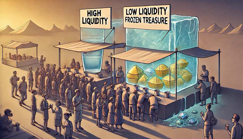 ilustrasi kios likuid vs tidak likuid